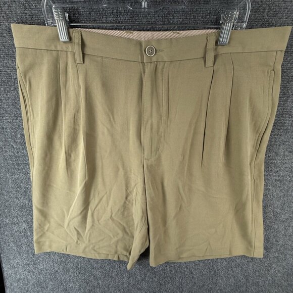 Tommy Bahama Pleated All Silk Shorts Size 38 Beige Hawaii Comfort Soft Adult Men - Picture 1 of 16